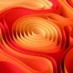 赤とオレンジの曲線が重なる抽象的な背景